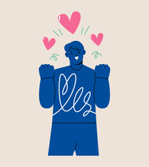 Happy man. Positive emotions concept. Colorful vector illustration