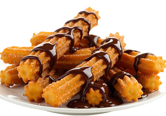 Delicious Churros with Chocolate Sauce Recipe How to Make Best Churrerias isolated on transparent background