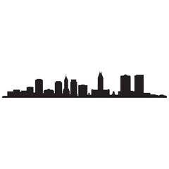 Naklejka premium Panoramic View of Downtown Syracuse Skyline. Syracuse city black silhouette skyscrapers and buildings. Long cityscape. Vector black silhouette. with white background