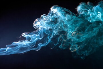 Abstract Teal and Blue Smoke Swirl on Dark Background