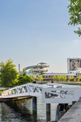 View of Fenix museum art museum about migration opened in may 2025 with pedestrian bridge in front in Rotterdam port city South-Holland the Netherlands