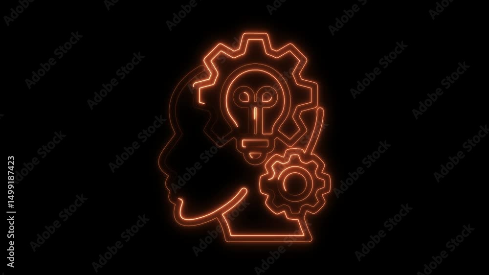 Poster artificial intelligence neon brainstorming innovative solutions idea generation technology concept a