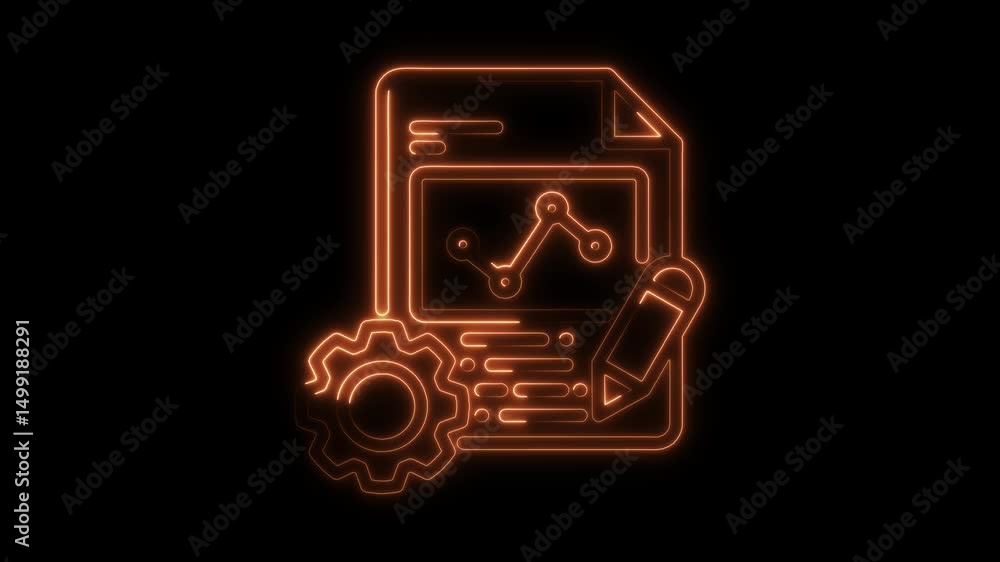 Aufkleber glowing neon line art animation of data analysis reporting and business optimization