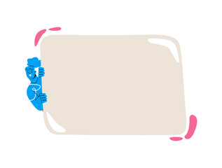 Woman holding empty blank board. Colorful vector illustration