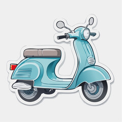 Light Blue Vintage Scooter Illustration