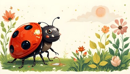 Adorable Ladybug Illustration.

