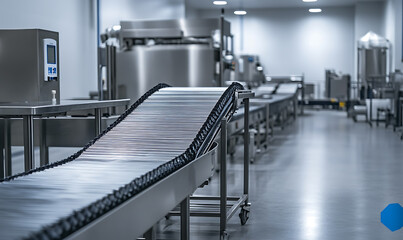 Fototapeta premium A modern food processing facility featuring conveyor belts in action.