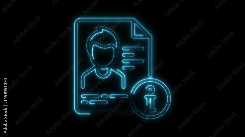 Aufkleber neon profile information outline animation glowing user data access and management