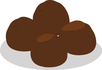 Modern Chocolate Truffle Vector Set With Flat White Background