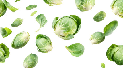 Fototapeta premium Green Brussels sprouts on white background