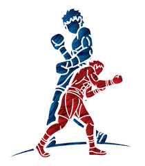 Boxer Mix Action Boxing Sport Cartoon Graphic Vector