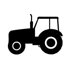 Vector icon of modern tractor in black silhouette perfect for farm and rural themes.