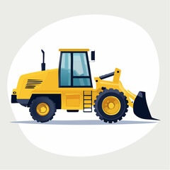 Yellow Wheel Loader on White Background