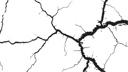 Vector grunge cracked texture. Black cracks isolated on white background. Abstract cracked texture .
