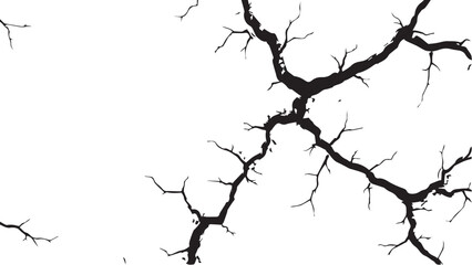 Vector grunge cracked texture. Black cracks isolated on white background. Abstract cracked texture .