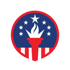 Statue of Liberty Torch with American Flag Emblem