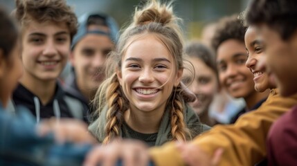 Obraz premium Happy diverse teens together