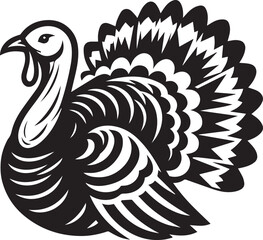 Black and White Turkey Bird Vector Illustration
