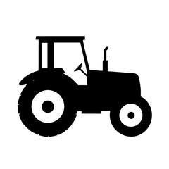 Farming tractor silhouette icon , modern black vector for agriculture projects.

