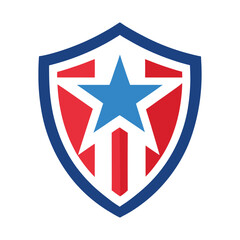 Independence Day Shield with Red White and Blue Star
