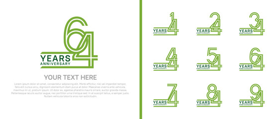 logo anniversary set. green color on white background for special event