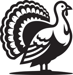 Black and White Turkey Bird Vector Illustration