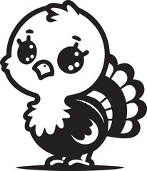 Black and White Turkey Bird Vector Illustration