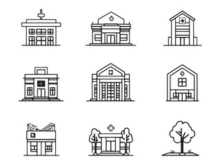 Hospital Icon Line Art Vector for Healthcare Design