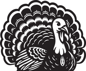 Black and White Turkey Bird Vector Illustration
