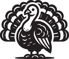 Black and White Turkey Bird Vector Illustration