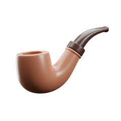 A Detailed 3D Render of a Classic Tobacco Pipe with a Smooth, Light Brown Bowl and a Dark Brown Stem, Isolated on a White Background