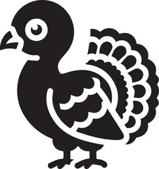 Black and White Turkey Bird Vector Illustration