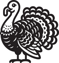 Black and White Turkey Bird Vector Illustration