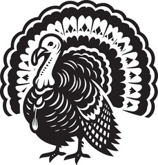 Black and White Turkey Bird Vector Illustration