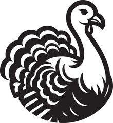 Black and White Turkey Bird Vector Illustration