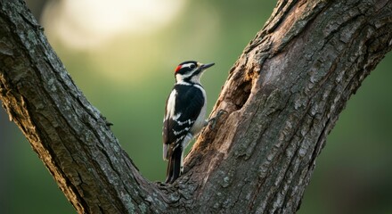 Woodpecker perched on a tree
