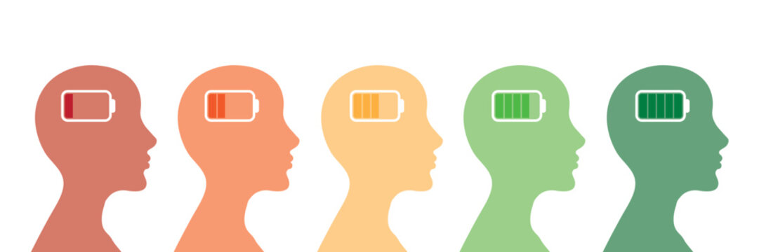 people with empty and fully charged battery pictogram isolated vector illustration