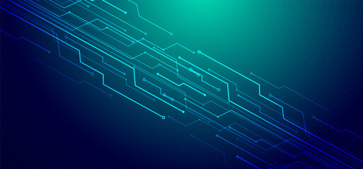 Digital technology banner green blue background concept, cyber technology circuit, abstract tech, innovation future data, internet network, Ai big data, futuristic wifi connection illustration concept