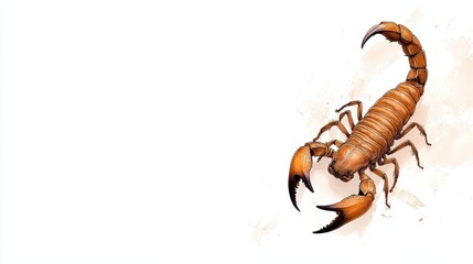 Detailed illustration of a scorpion in a minimalistic design with a white background
