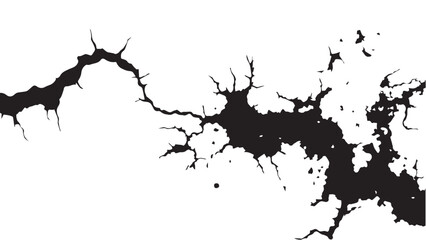 Vector grunge cracked texture. Black cracks isolated on white background. Abstract cracked texture .