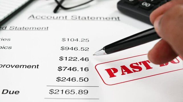 Reviewing credit card statement with outstanding payment.