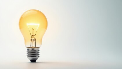 Single lightbulb against pure white background, object, future