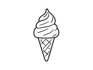 Minimalist Ice Cream Cone Line Art Vector Illustration