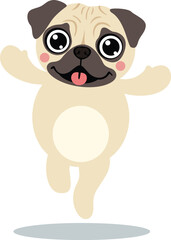 Happy Little Pug with Open Arms