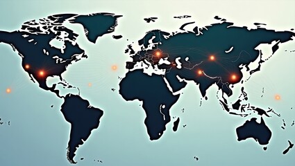 Global network map with highlighted locations.