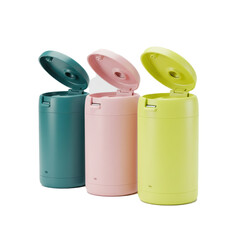 Vibrant Trio of Portable Food Containers with Flip Lids Ideal for On-the-Go Meals Stylish and Functional Design Perfect for Lunch Boxes or Travel