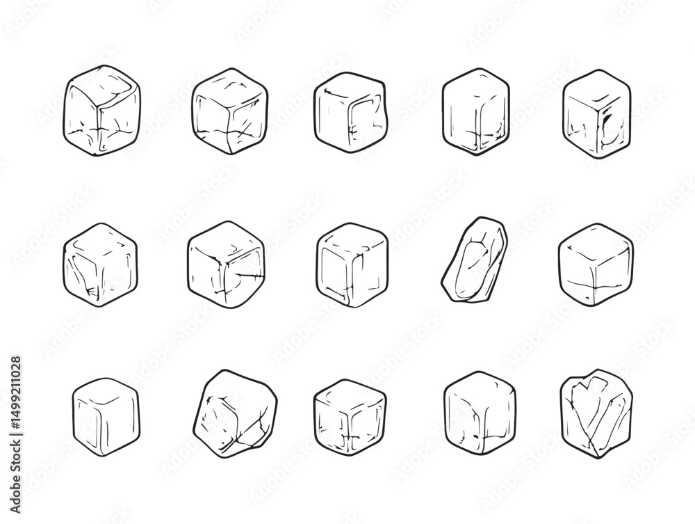 Poster stylized ice cube contour line drawing vector image