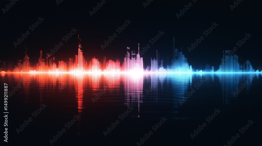 Aufkleber digital representation of sound waves showcasing various frequencies and amplitudes in bright colors