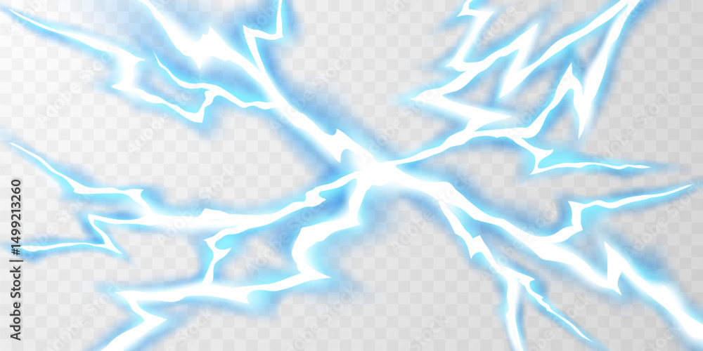 Wall mural lightning light effect background realistic flash with lightning electric explosion vector illustrat