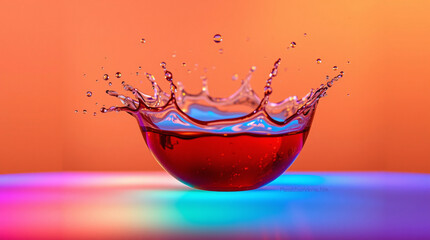 Vibrant red liquid splash forming a crown shape, dynamic and colorful.